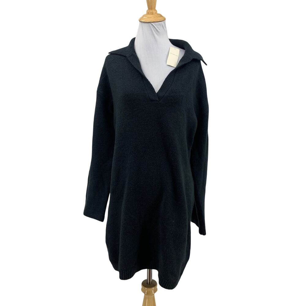 Abercrombie & Fitch Sweater Dress Womens Small Petite Charcoal Wool Blend V Neck